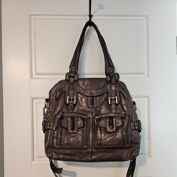 Lockheart Gray Leather Shoulder/Crossbody Bag - Picture 1 of 16